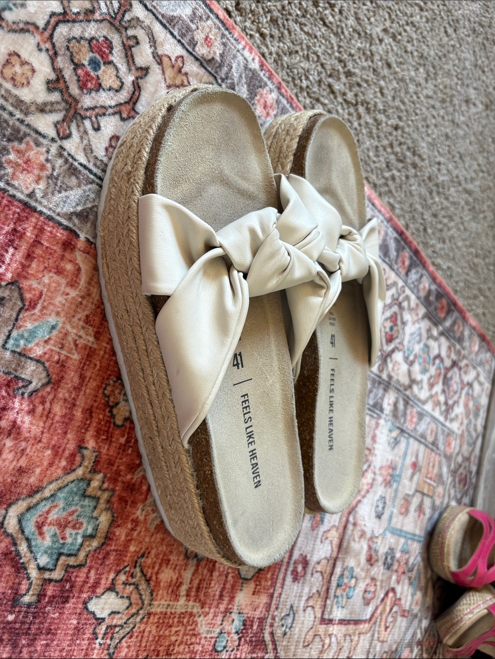 Feels Like Heaven Cream Knotted Espadrille Platform Sandals